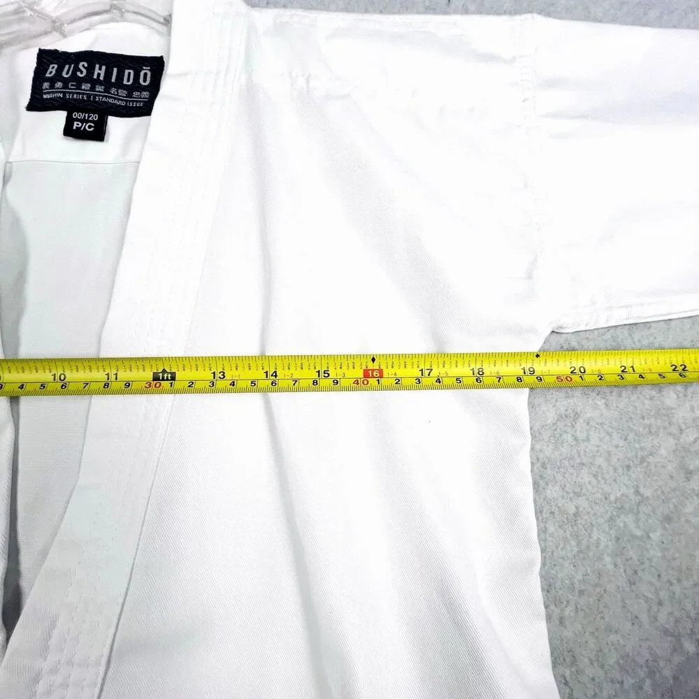 Bushido Kids 00/120 White Karate Gi Uniform Yellow Belt Martial Arts Taekwondo